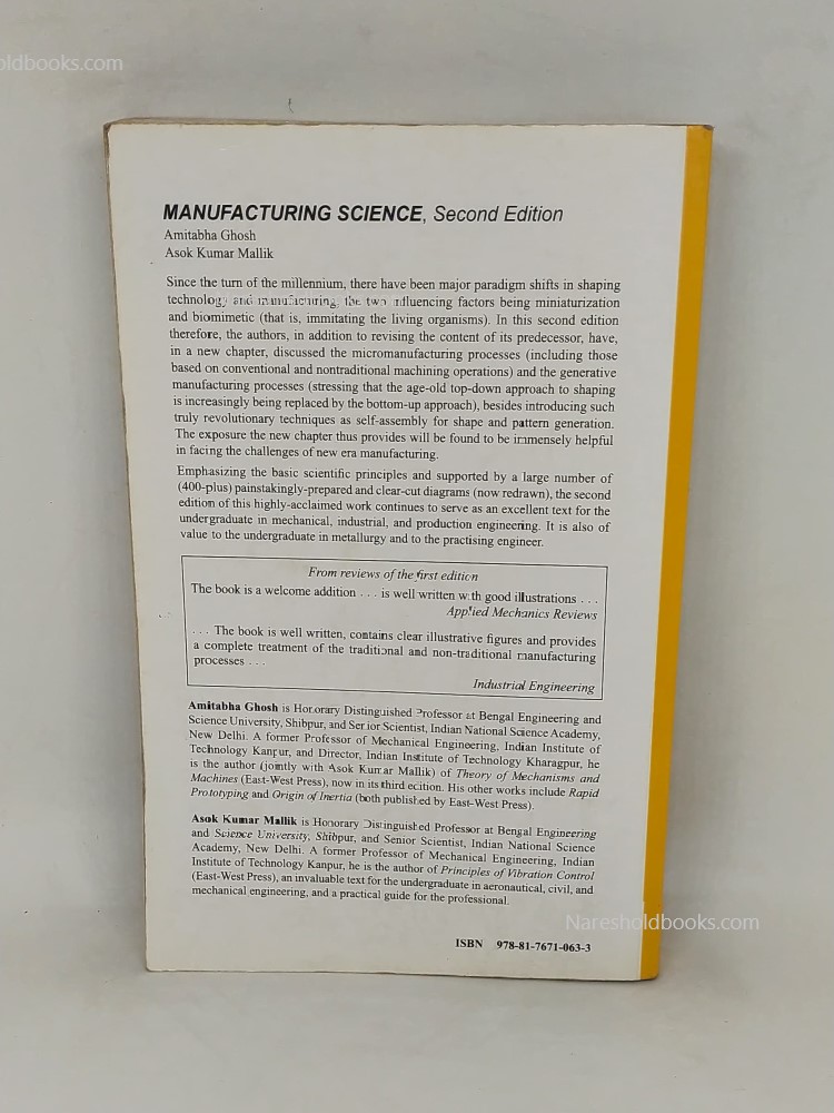manufacturing science 2nd Edition by amitabha ghosh asok kumar malik