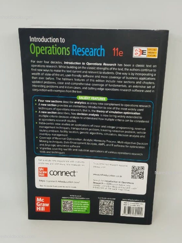Introduction to Operations Research (SIE), 11edition by Frederick S. Hillier Gerald J. Lieberman Bodhibrata Nag Preetam Basu